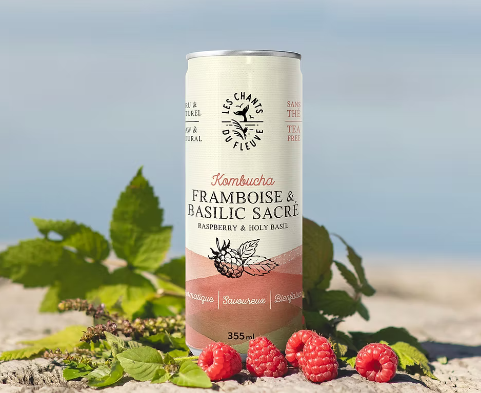 Kombucha framboise et basilic sacré par Les Chants du Fleuve